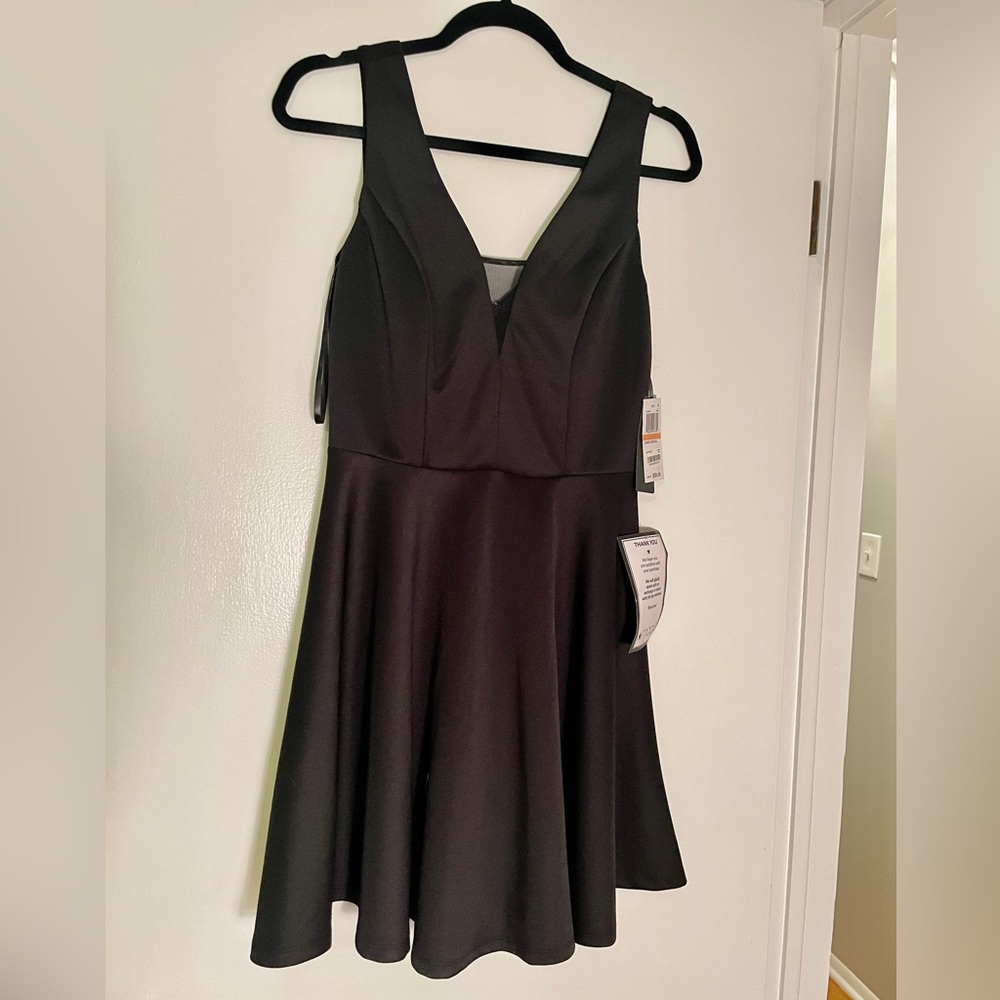 Black dress with mesh v line